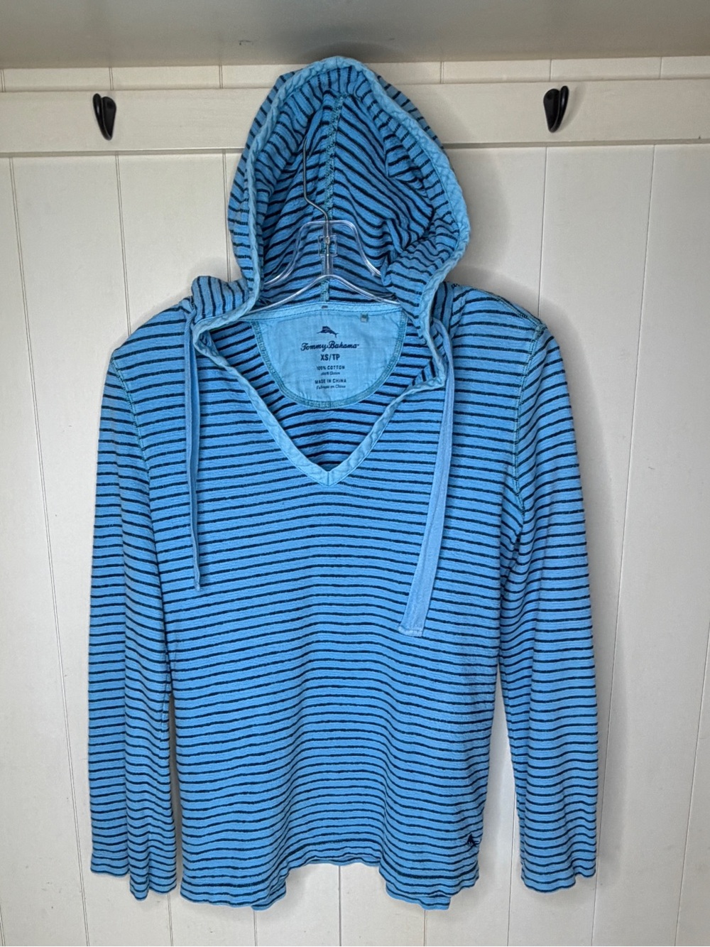 Women's Tommy Bahama 100 Cotton Beach Hoodie Blue Stripe - SIze XS
